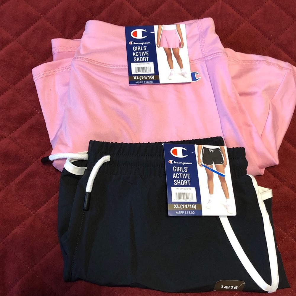 Champion Girls' Active Skort and Shorts - Pink and Black